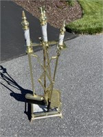 BRASS FIREPLACE SET WITH TOOLS