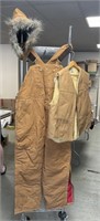 Vintage Carhartt Overalls, Fleece Vest, Parka Hood
