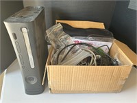 Xbox 360 and box of asstd computer (PC) items