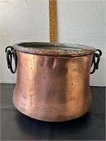 Antique copper pot. Handmade. 12” T x 14” dia.