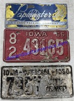 Lot Of 3 Old License Plates (12x6)