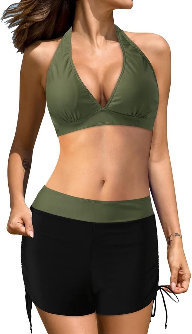 Bikini Set - Tummy Control  Plus Size  Green.