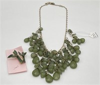 Jade Brooch & Green "Prism" Necklace