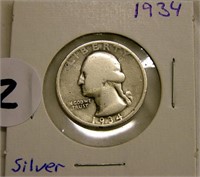 1934 Silver Washington Quarter