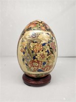 Vintage Ceramic Satsuma Egg, 9"