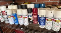 Shelf Lot of Spray Paint and More