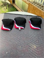 3- OC Red, Black, White Stripe Hats- New