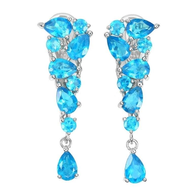 Natural Unheated Brazil Blue Apatite Earrings