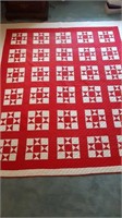 RED & WHITE HANDMADE QUILT