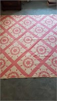 PINK & WHITE STARBURST HANDMADE QUILT