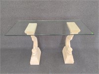 Plaster Classical Dolphin Console Table with Glass