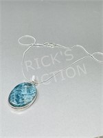 blue Apatite & silver pendant/ chain