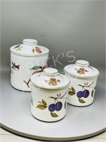 Royal Worcester - Evesham - 3 canisters w/ lids