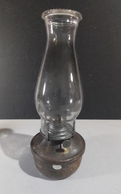 Vintage Kerosene Lamp W/ Metal Base