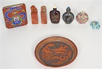 Lot: Lacque Burgate, Other Snuff Bottles, etc.