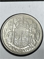 1954 Canadian 50 Cent Silver Coin