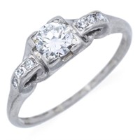 Antique Art Deco Platinum Genuine Diamond Ring