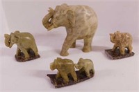 Carved marble & onyx elephant figurines, tallest