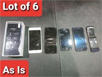 Lot of 6, Defective, Cellphones, Various Brands &