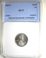 1943-D Cent MS67 LISTS $260