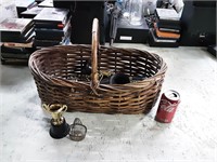 Nice Basket of Small Trophies & Little Metal Bask