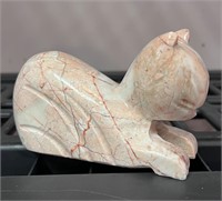 VTG pink solid  marble stone cat statue