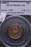 1999 S PCGS PF69DC RED LINCOLN CENT