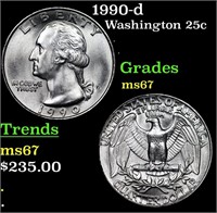 1990-d Washington Quarter 25c Grades GEM++ Unc