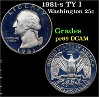 Proof 1981-s TY I Washington Quarter 25c Grades GE