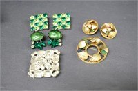 Assoted Vintage Estate Brooches & Earrings