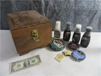 Classic Dovetailed Wooden ShoeShine Box + Contents
