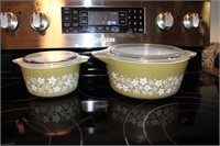 1 QT AND 2.5 QT PYREX COVERED CASSEROLES