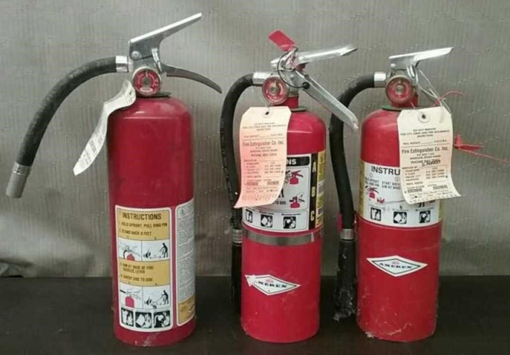 3 Fire Extinguishers, All Past Inspection