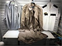 Trench coat and Van Heusen shirt sz L.