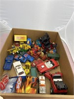 Box of Misc Toy Cars Hot Wheels Trucks Snoopy