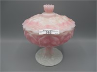 Fenton rosalene Pond Lily covered compote