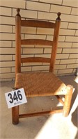 OLD CHILD'S LADDERBACK CHAIR WITH WOVEN SEAT