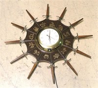 Vintage mid century starburst Zodiac wall clock