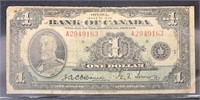 1935 BANK OF CANADA ONE DOLLAR BANK NOTE