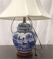 Asian Blue and White Ginger Jar Table Lamp