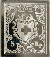 SOLID STERLING SILVER SWISS POSTAGE STAMP PLATE