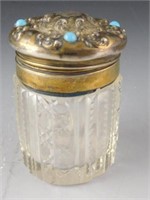 Lot # 4083 - Cut crystal jar with sterling top