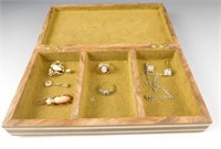 Lot # 4081 - Lot of gold and sterling jewelry: