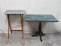 Wooden Folding TV Tray & Table ~ Both Painted