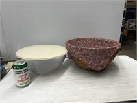 Longaberger basket with bowl bottom burst open see