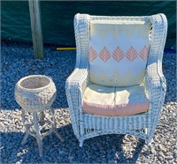 Wicker chair and planter