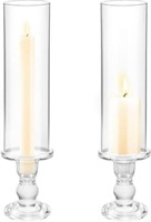 2-Pk 13.8" Clear Glass Hurricane Candle Holder,