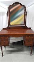 ANTIQUE WOOD DRESSING TABLE WITH SWIVEL MIRROR