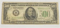 1934 B $500 Federal Reserve Note