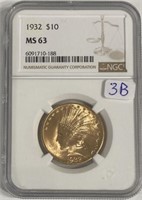 1932 NGC MS63 $10 Gold Coin